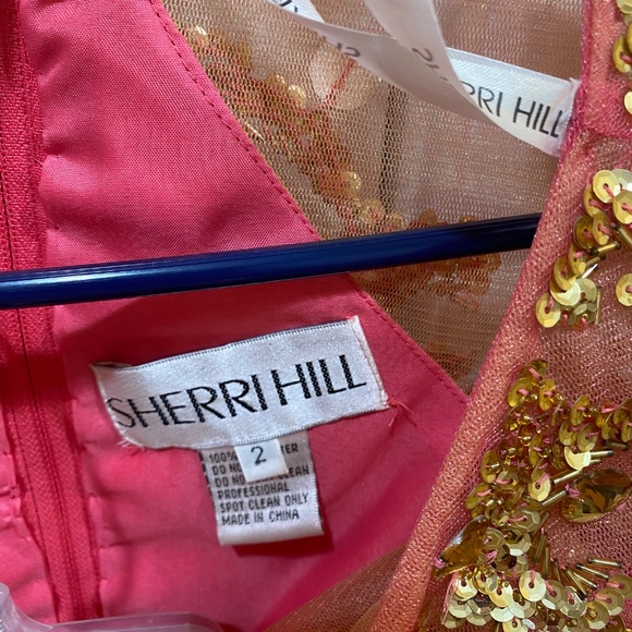 SHERRI HILL 45112 SZ 2 CORAL GOLD 2 PC SKIRT CROP COCKTAIL HOMECOMEING DRESS - Picture 9 of 13